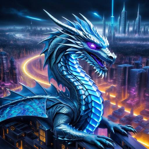 Futuristic Cityscape with Android-Dragon