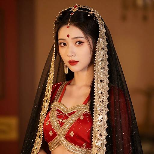 Traditional Red and Gold Attire