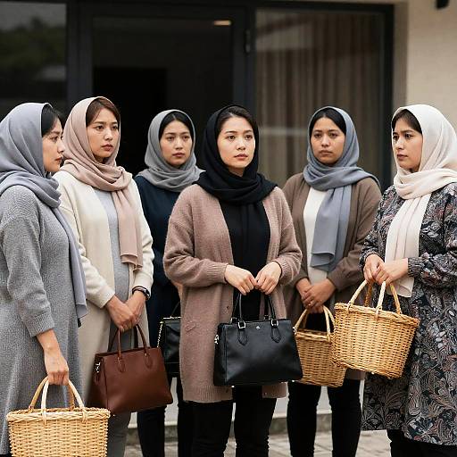 Group of Women Wearing Headscarves Outdoors