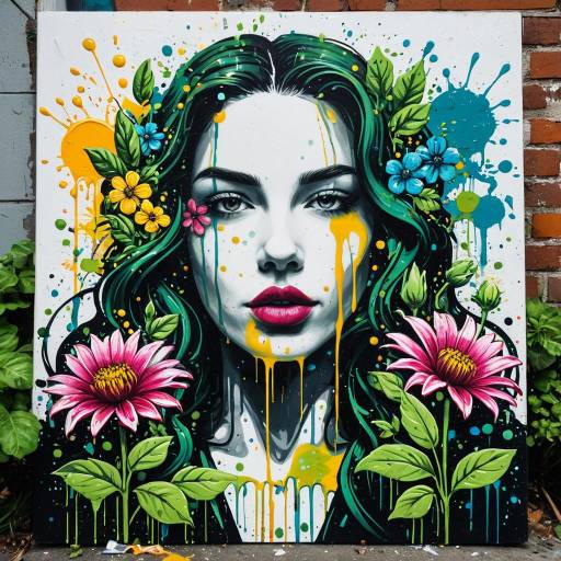 Vibrant Flower Siren Graffiti Art Vibrant Flower Siren Graffiti Art