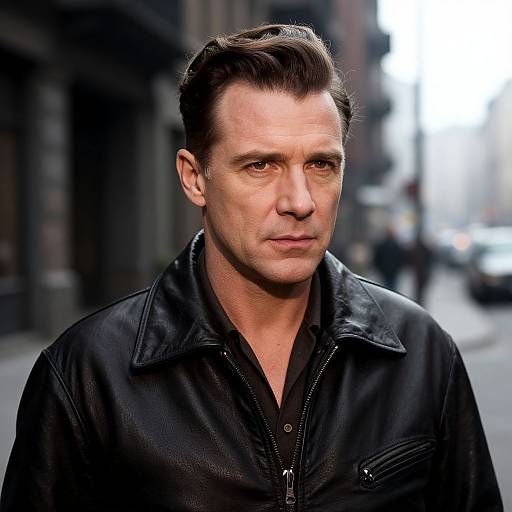 Vintage Pompadour Portrait in Film Noir Style