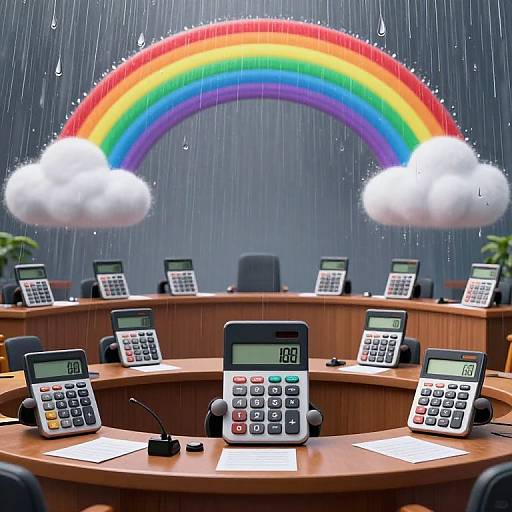 Surreal Courtroom of Sentient Calculators