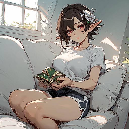 Elf Girl with Heterochromia Sitting