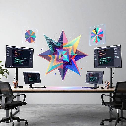 AI Creating Art in Minimalist Studio