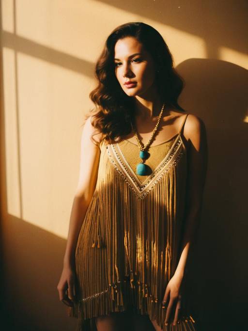 Bohemian Woman in Fringe Dress