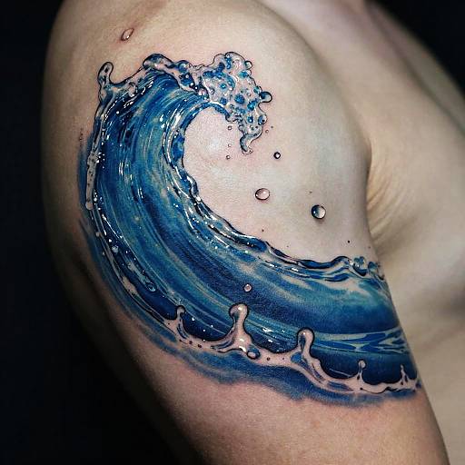 Realistic Water Tattoo Upper Arm