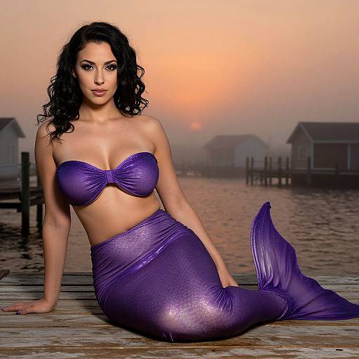 Confident Woman in Realistic Mermaid Costume