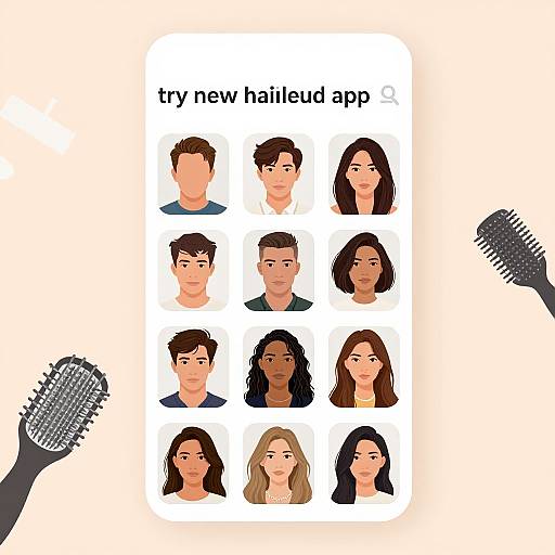 Trendy Hairstyles App Interface Illustration