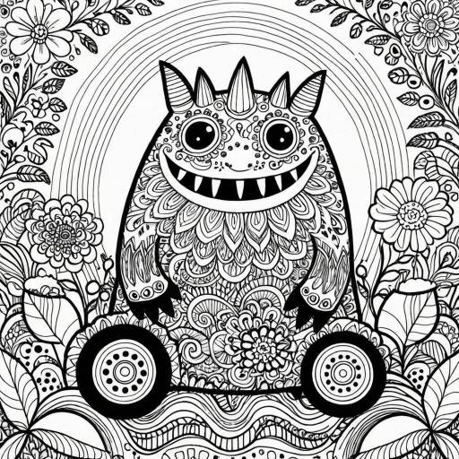 Psychedelic Coloring Page of Mole Monster