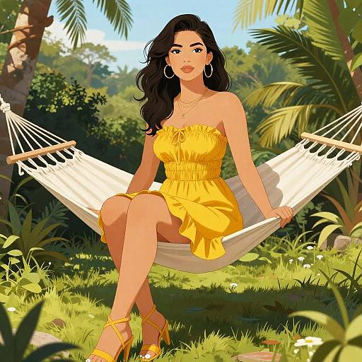 Vibrant Woman in Tropical Garden