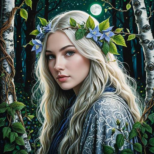 Mystic Forest Druid with Moonflowers
