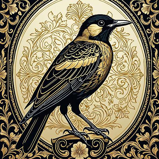Elegant Golden Bird Illustration Design