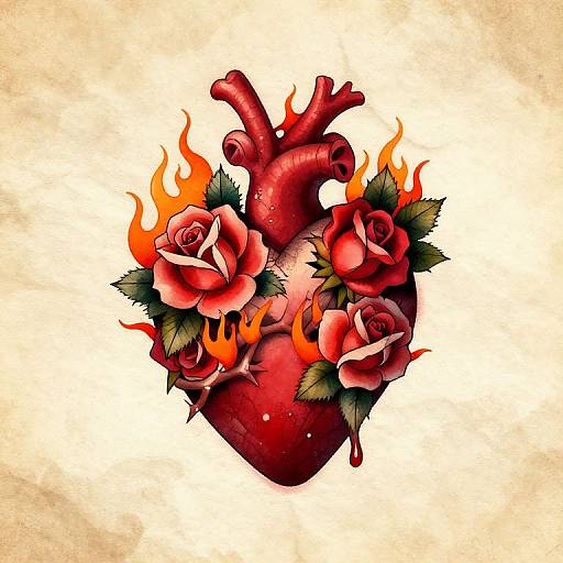 Artistic Corazon Tattoo Design