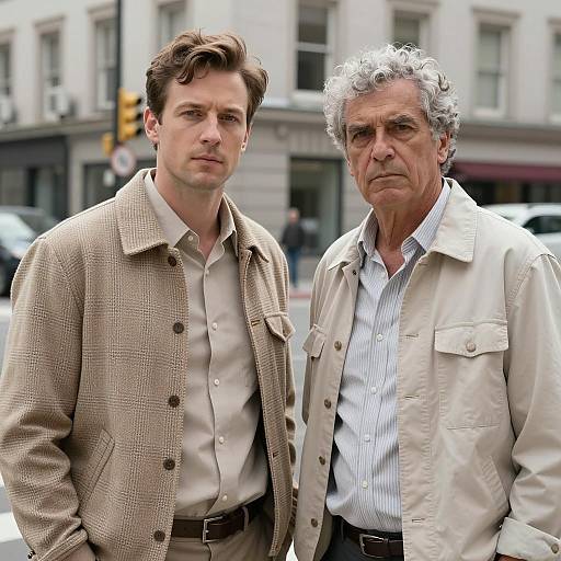 Urban Scene with Two Distinct Men