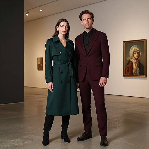 Stylish Couple in Contemporary Art Gallery