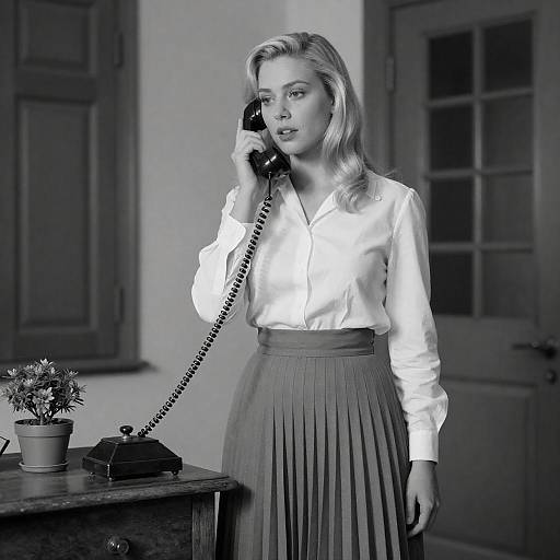 Vintage Black-and-White Photo of Woman