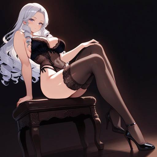 Elegant Lingerie Model in Cascading Curls Elegant Lingerie Model in Cascading Curls