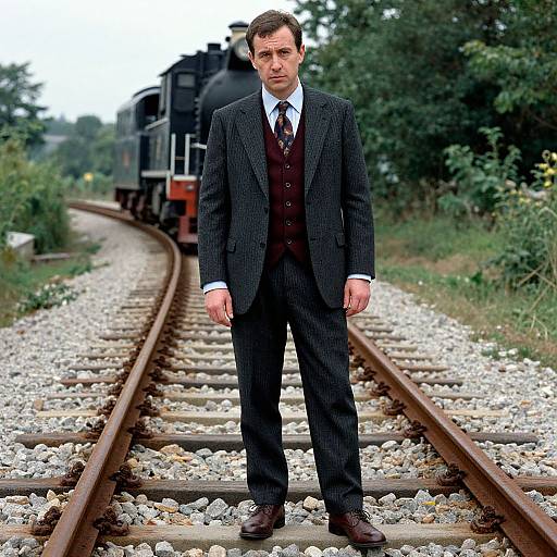 Vintage Elegance: Man in Pinstripe Suit