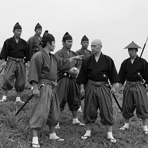 Dramatic Black-and-White Japanese Gathering