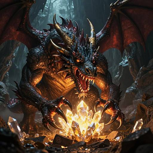 Dragon Claws Gripping Glowing Crystals