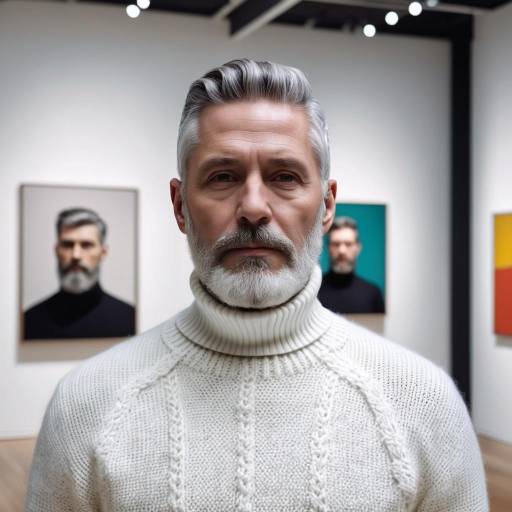 Portrait of Mature Man in Art Gallery