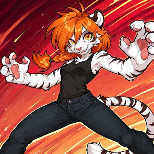 Playful Anthropomorphic Tiger Girl Character