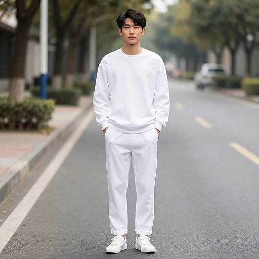 Man in Simple Costume by Roadside