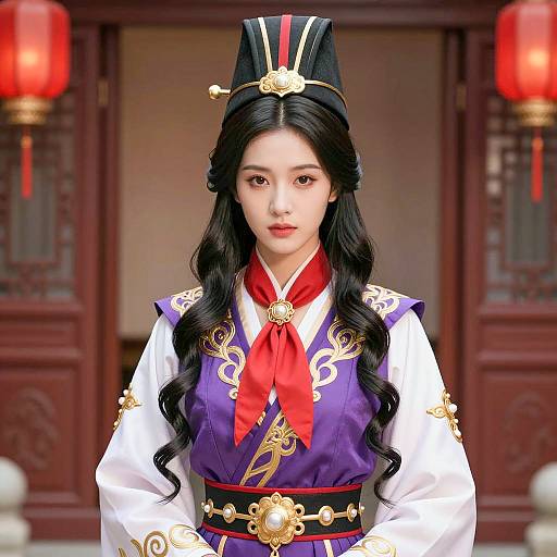 Asian Woman in Traditional Magician Costume