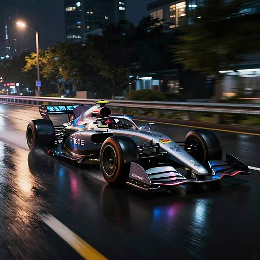 Futuristic Racing Car Night Drive