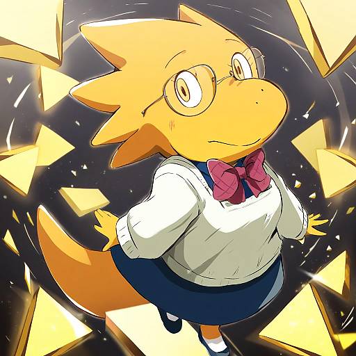 Illustration of Alphys, undertale in the style of Kinfuji