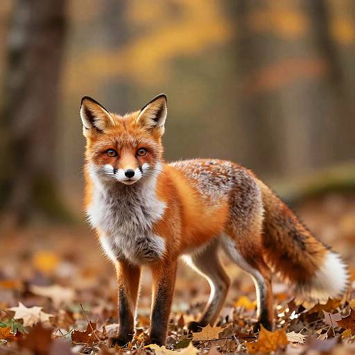Playful Fox-Cat in Autumn Forest