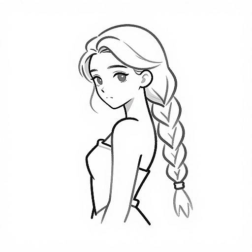 Minimalist Greyscale Rapunzel Portrait