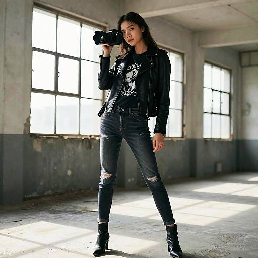 Young Photographer in Abandoned Warehouse