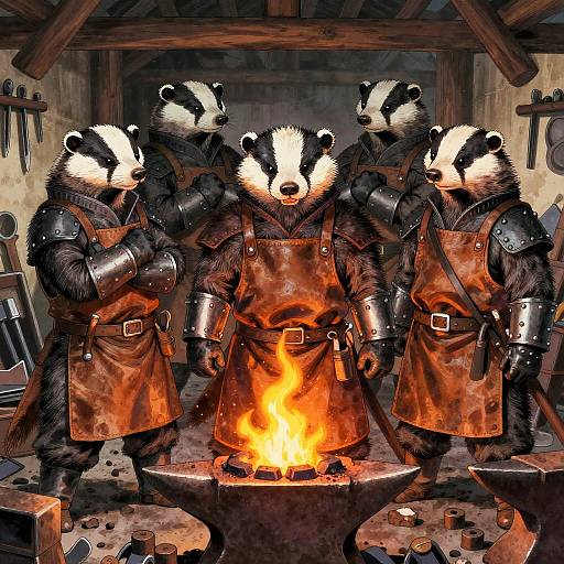 Badger Blacksmith Clan in Manga Style