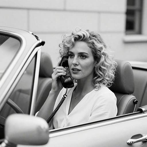 Vintage Car Photo of a Woman Talking