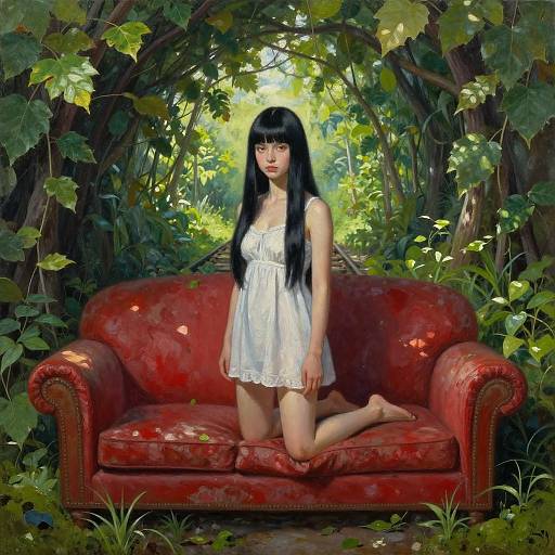 Photorealistic Portrait in Leaf Tunnel