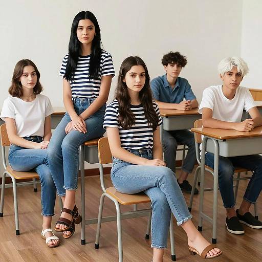 Photorealistic Indoor Group: Four Girls Four Boys