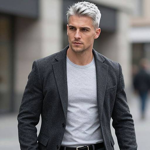Silver-Haired Stylish Urban Man