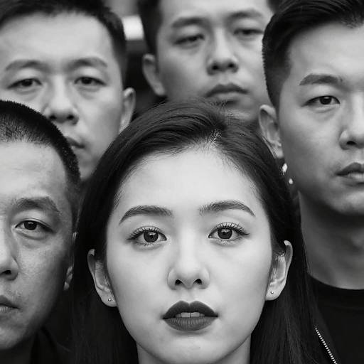 Dramatic Black-and-White Crowd Portrait