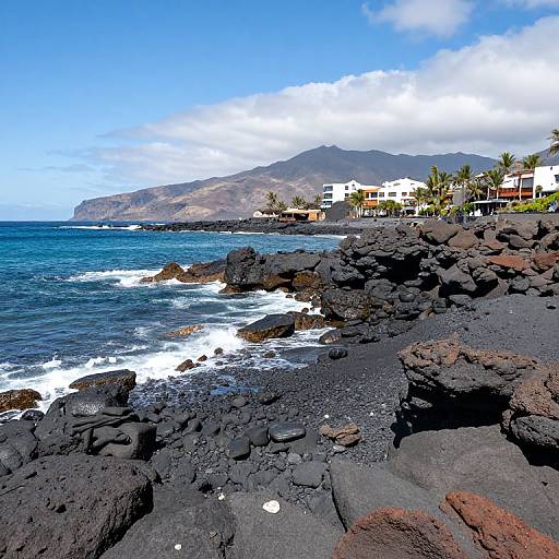 Picturesque Beach and Volcanic Rocks
