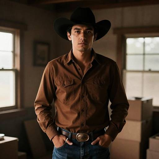 Cowboy Hat Portrait in Rustic Setting