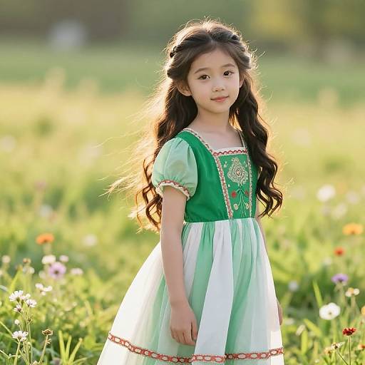 Serene Young Girl in Sunny Meadow