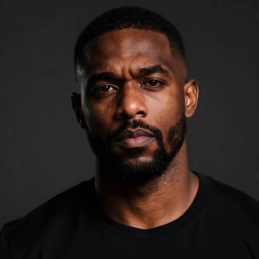 Intense Portrait of a Muscular Black Man