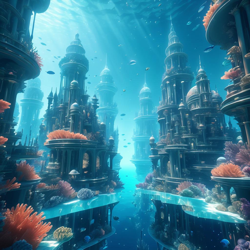 Eerie Surreal Underwater Cityscape