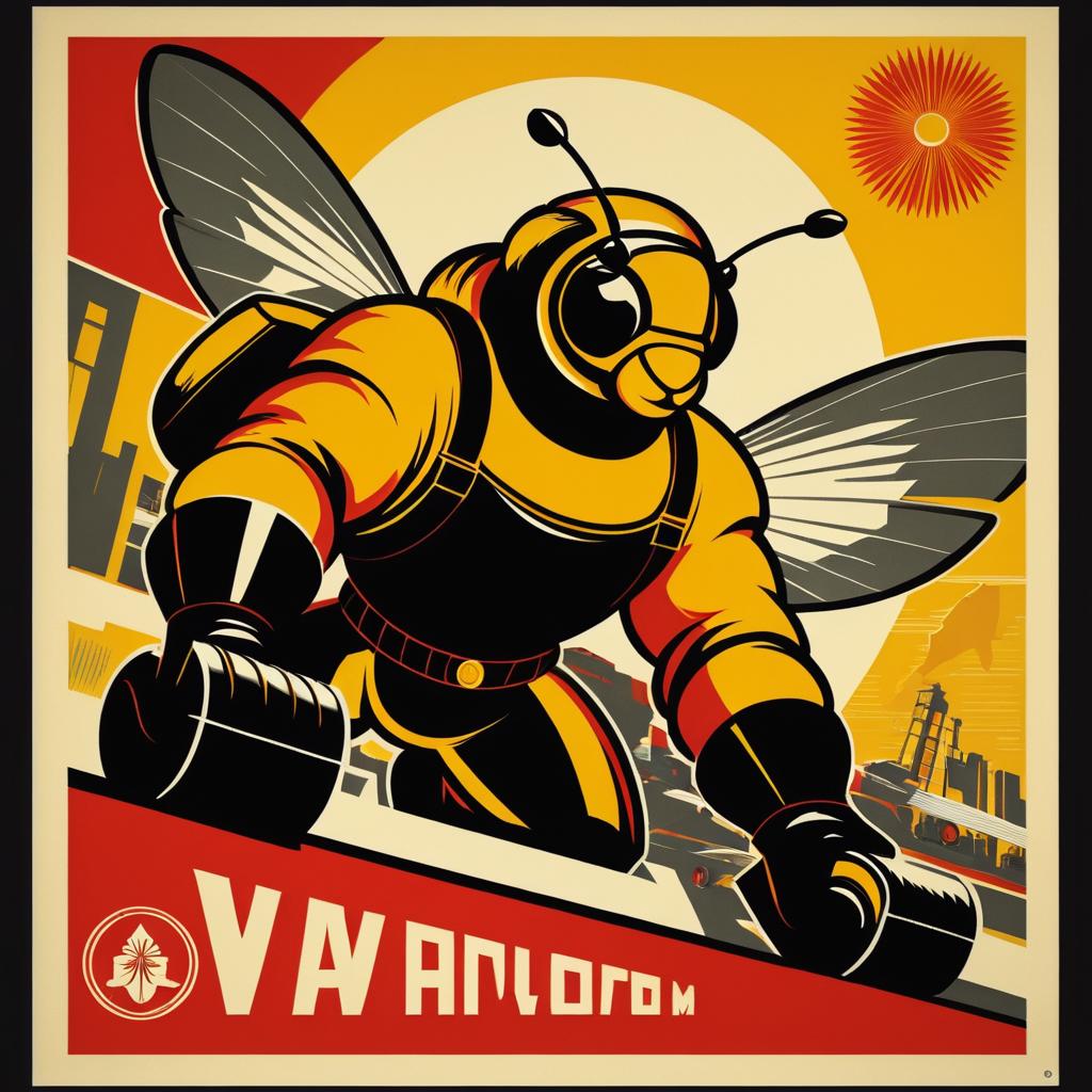 Soviet Style Worker Bee Propaganda Poster