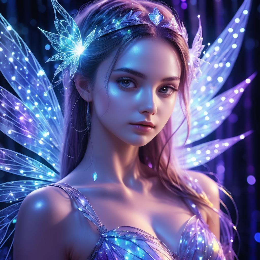 Sparkling Fairy Portrait in Watercolor Art