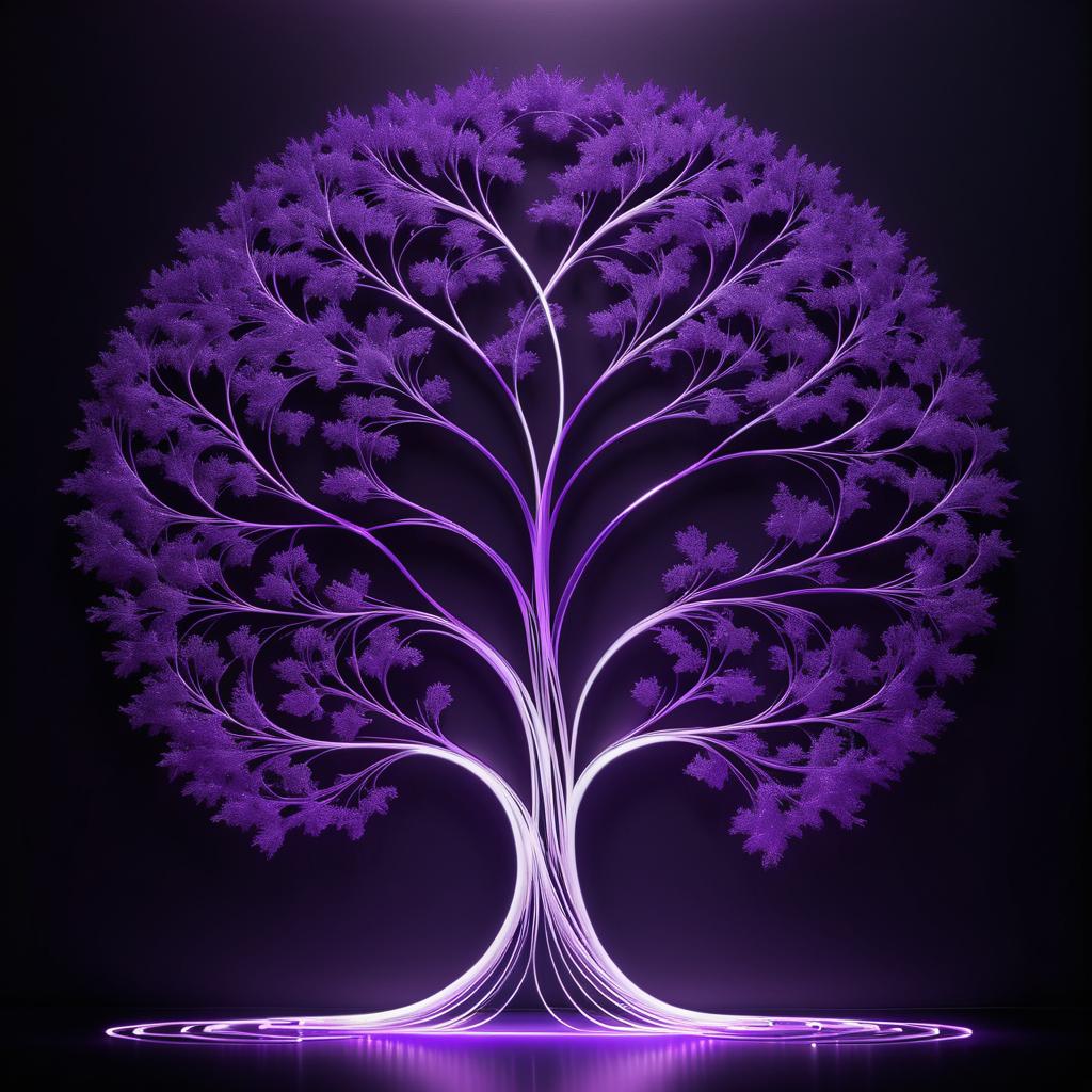 Ethereal Purple Tree Light Art