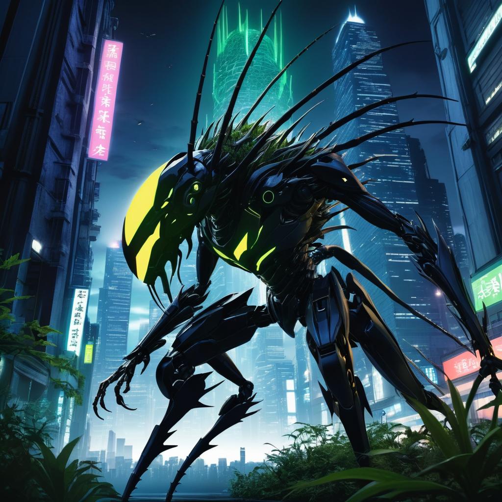 Sinister Insectoid in Futuristic Nature