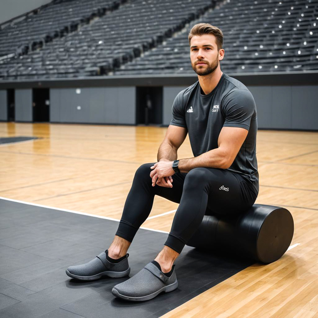 Athlete Relaxing in Modern Gym Setting