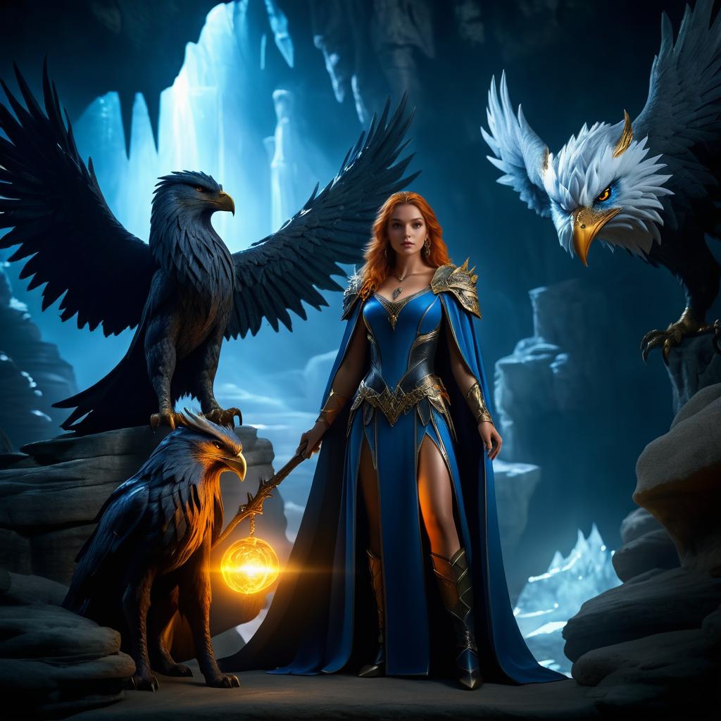 Cinematic Sorceress and Griffin Encounter